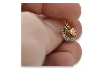 Earrings Vintage style Yellow Peridot Original Vintage 14K Rose White Gold vec093rw